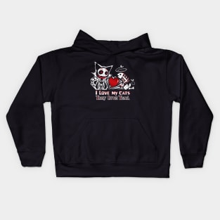 Cat loves food Kids Hoodie